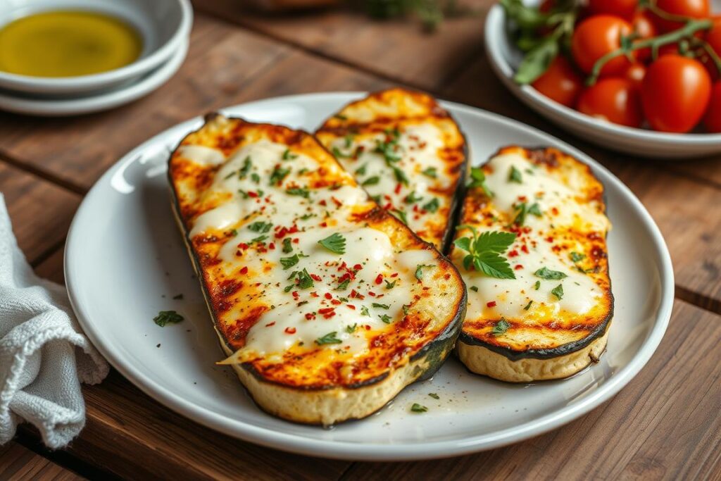 Cheesy Garlic Zucchini Steaks