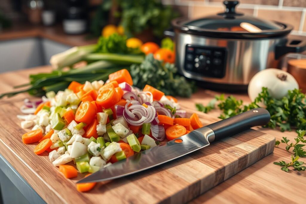 Chopping vegetables