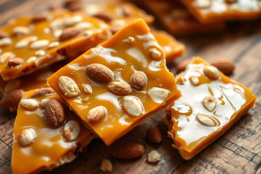 Homemade almond brittle