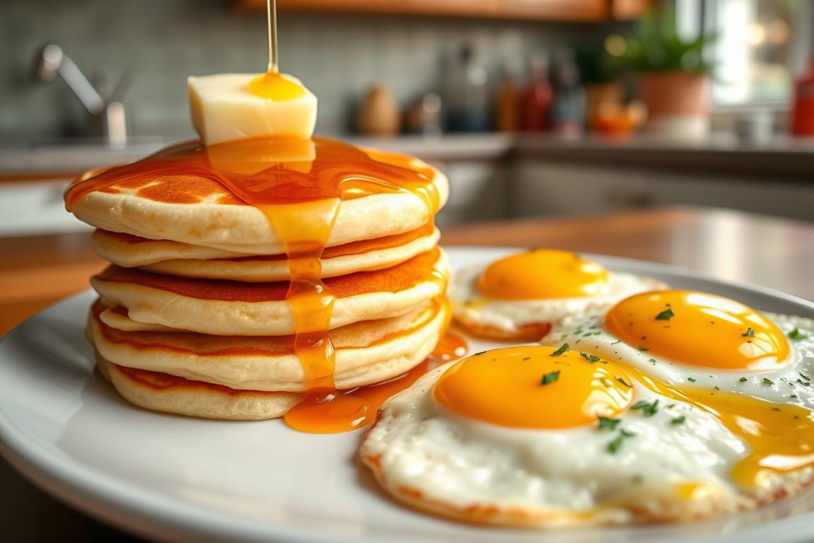 pancakes and eggs