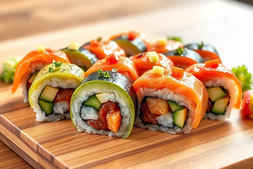 rainbow roll sushi