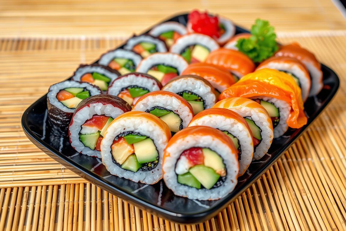 rainbow roll sushi