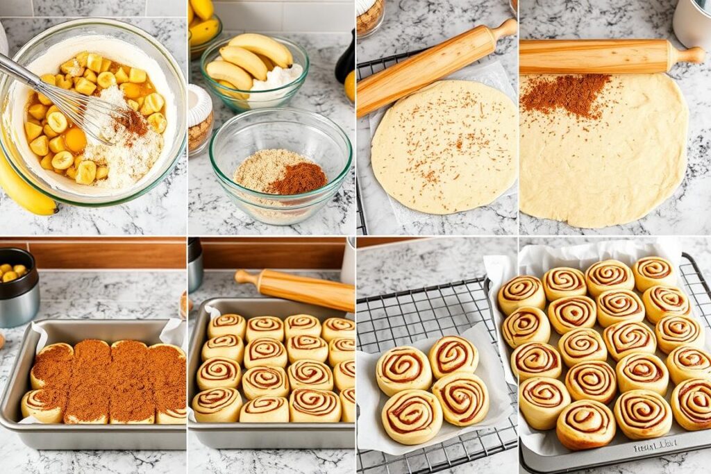 step by step banana bread cinnamon rolls